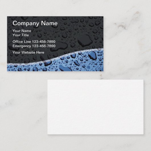 Carte De Visite Plomber Eau Unique Abandon Moderne (Devant / Derrière)