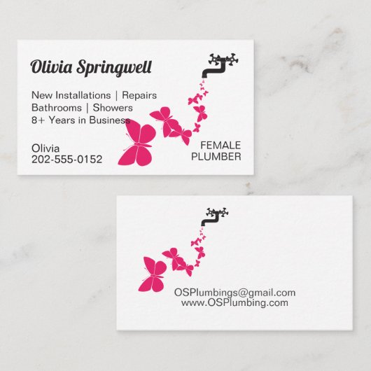 Carte De Visite Plomber femelle (Devant / Derrière)
