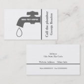 Carte De Visite Plomber gris, robinet blanc captivant la plomberie (Devant / Derrière)