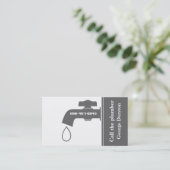 Carte De Visite Plomber gris, robinet blanc captivant la plomberie (Debout devant)