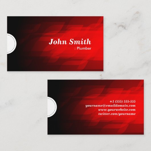 Carte De Visite Plomber - moderne rouge foncé (Devant / Derrière)