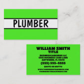 Carte De Visite Plomber néon vert (Devant / Derrière)