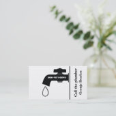 Carte De Visite Plomber noir blanc robinet captivant plomberie (Debout devant)