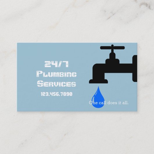 Carte De Visite Plomber Plomber moderne Bleu Flacon Eau (Devant)