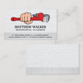 Carte De Visite Plomber tenant une clé (Devant / Derrière)