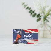 Carte De Visite Plomber Wrench Professional Plumbing Patriotique (Debout devant)