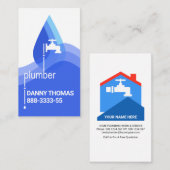 Carte De Visite Plomberie à goutte d'eau Blue Waves (Devant / Derrière)