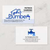Carte De Visite Plomberie bleu créative Piping Home (Devant / Derrière)
