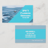 Carte De Visite Plomberie Bleue Moderne Plomber Eau Drop (Devant / Derrière)