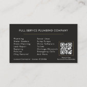 Carte de visite Plomberie Code QR Noir & Or (Dos)