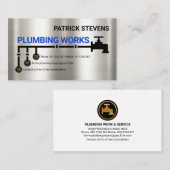 Carte De Visite Plomberie du tuyau d'eau d'argent (Devant / Derrière)