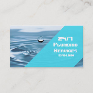 Carte De Visite Plomberie moderne bleue goutte d'eau plombier