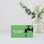 Carte De Visite Plomberie moderne vert Plomber Faucet Eau (Debout devant)