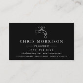 Carte de visite Plomberie Noir Argent QR Code (Devant)