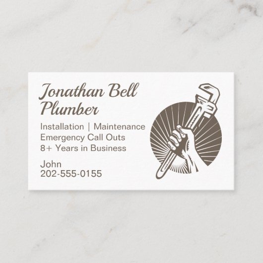 Carte De Visite Plomberie par clé de plomberie (Devant)