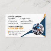 Carte De Visite Plomberie professionnelle Réparation Plumber Bleu (Dos)