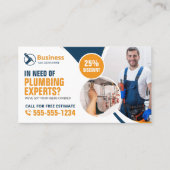 Carte De Visite Plomberie professionnelle Réparation Plumber Bleu (Devant)