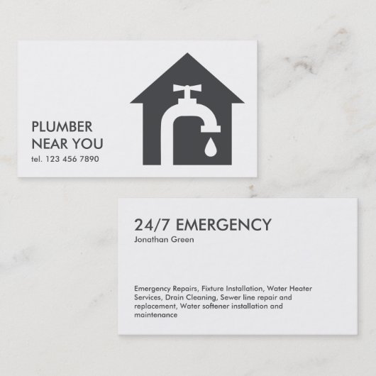 Carte De Visite Plomberie Simple (Devant / Derrière)