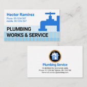 Carte De Visite Plomberie Verticale Blue Water Lines (Devant / Derrière)