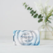 Carte De Visite plombier bleu d'ondulation d'aqua abstrait moderne (Debout devant)