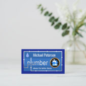 Carte De Visite Plombier de tuyaux d'eau fuyants en argent (Debout devant)
