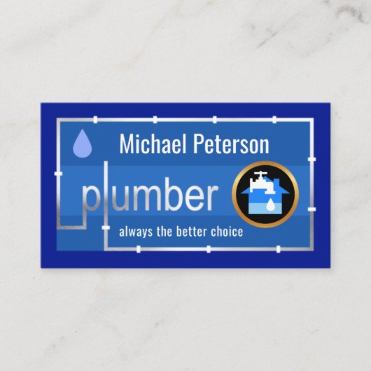Carte De Visite Plombier de tuyaux d'eau fuyants en argent (Devant)
