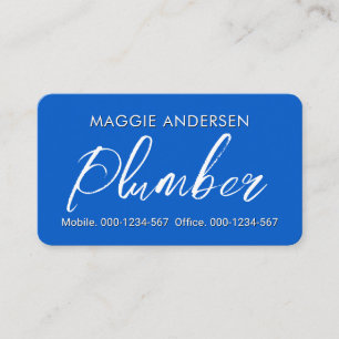 Carte De Visite Plombier Minimaliste Simple En Couche Bleue
