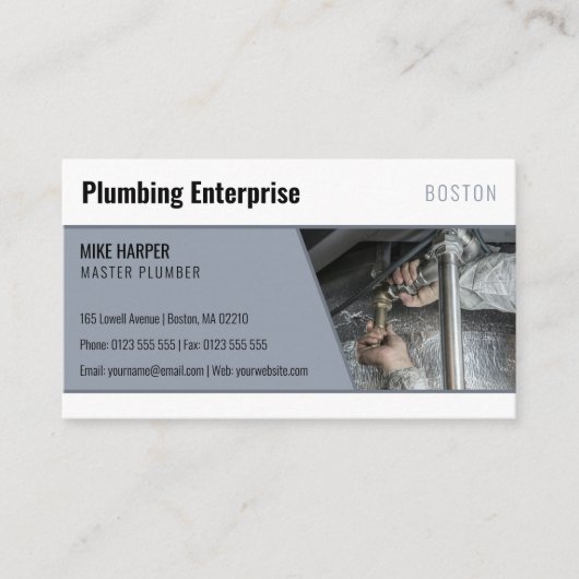 Carte De Visite plombier principal | Handy Man Silver (Devant)