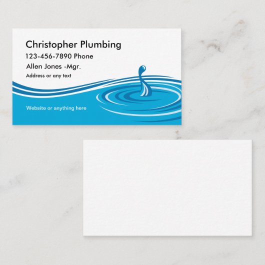 Carte De Visite Plombier simple (Devant / Derrière)