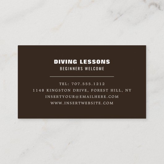 Carte De Visite Plongeurs en mer profonde, instructeur de plongée  (Dos)