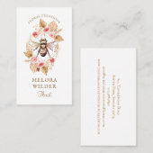 Carte De Visite Ploriste Miel Abeille Blush Rose Et Floral (Devant / Derrière)