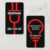 Carte De Visite Plug électrique rouge de l'électricien (Devant / Derrière)