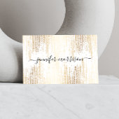 Carte De Visite Pluie de Confetti Gold Script Glam