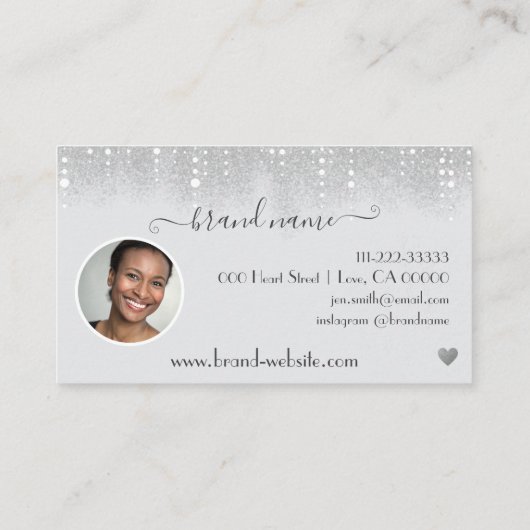 Carte De Visite Pluie de Parties scintillant d'argent de Modèle ph (Dos)