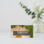 Carte De Visite Pluie sur orange fleur gris rectangle monogramme (Debout devant)