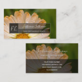 Carte De Visite Pluie sur orange fleur gris rectangle monogramme (Devant / Derrière)