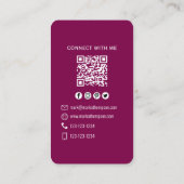 Carte De Visite Plum QR Code Photo Connect Modern Minimal (Dos)