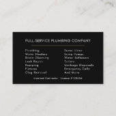 Carte De Visite Plumber Dark Elegant Black & Gold Minimalist (Dos)
