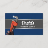 Carte De Visite Plumber Pipe Wrench Professional Plumbing Navy (Devant)