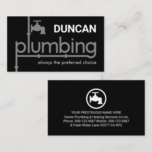 Carte De Visite Plumber Plumbing Pipeline Signage (Devant / Derrière)
