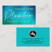 Carte De Visite Plumber Signage In Blue Water Grunge (Devant / Derrière)