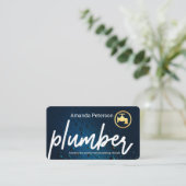 Carte De Visite Plumber Signage In Blue Waterdrops (Debout devant)