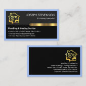 Carte De Visite Plumber's Blue Frame Gold Tab  (Devant / Derrière)