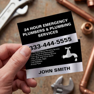 CARTE DE VISITE PLUMBERS D'URGENCE ET SERVICES DE PLUMBING 24 HEUR