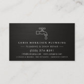 Carte De Visite Plumbing Company QR Code Silver Black Metallic  (Devant)