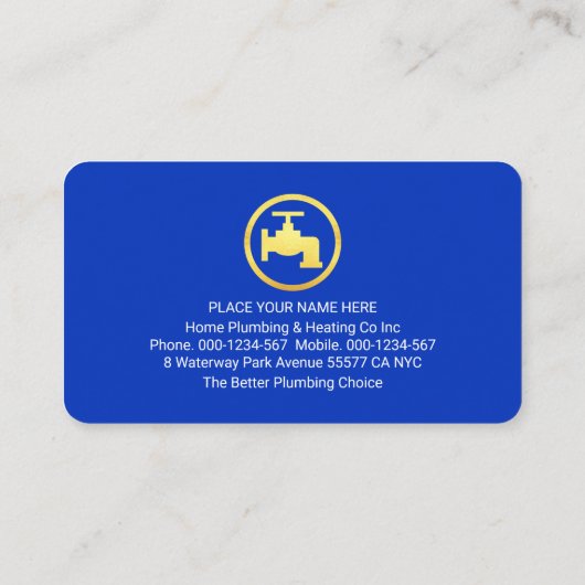 Carte De Visite Plumbing Heating Gold Pipe Home (Dos)