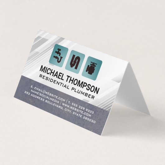 Carte De Visite Plumbing Pipes Icons | Blue Collar (Devant)