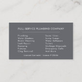 Carte De Visite Plumbing Plumber Gray Silver Minimalist (Dos)