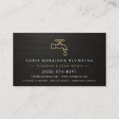 Carte De Visite Plumbing QR Code Metallic Black & Gold  (Devant)