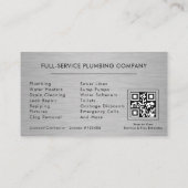 Carte De Visite Plumbing Service and Repair Plumber QR Code (Dos)